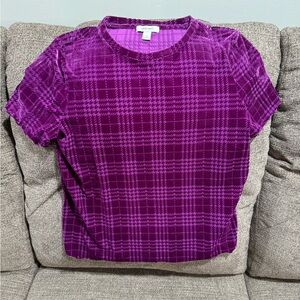 Nine West plaid shirt. Faux velvet